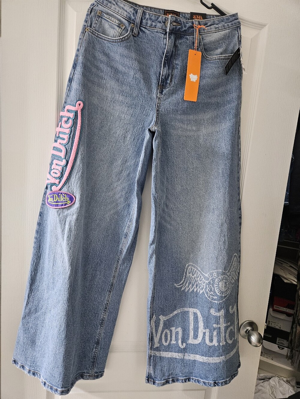 Von Dutch Women's Light Blue Denim Jeans with Logo Embroidery